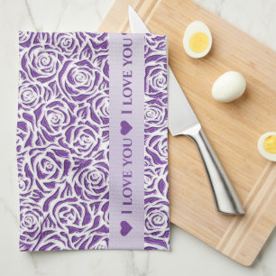Linge De Cuisine Motif de rose violette douce