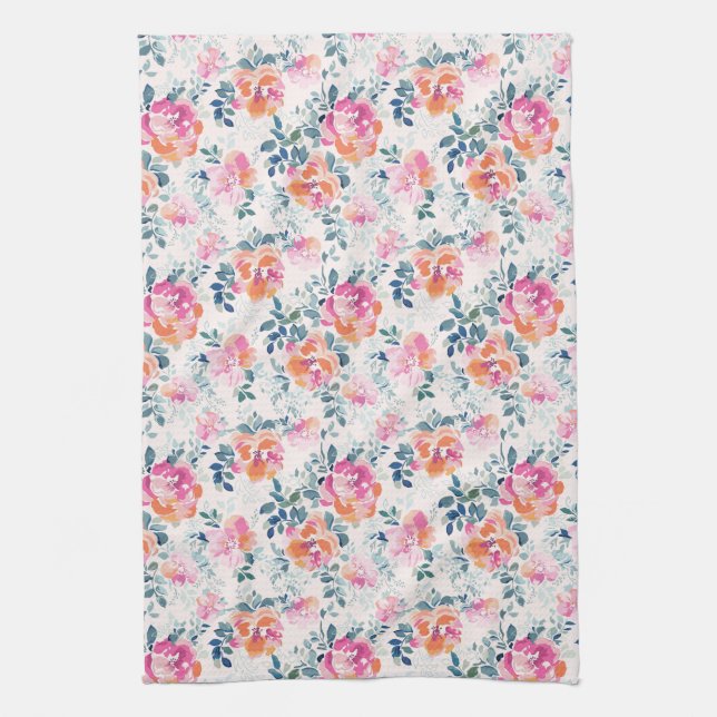 Linge De Cuisine Motif de roses peint par | de monogramme (Vertical)