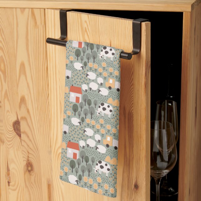 Linge De Cuisine Motif de scène de ferme mignonne (Pliage en tiers)
