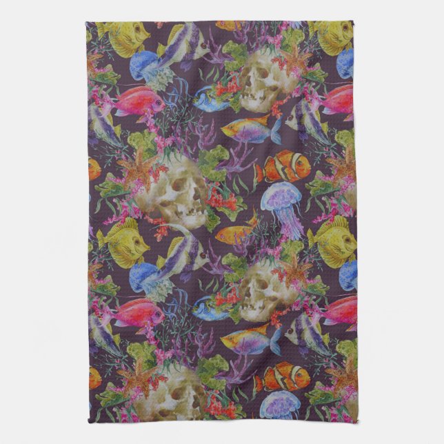 Linge De Cuisine Motif de Sea Life Grunge (Vertical)