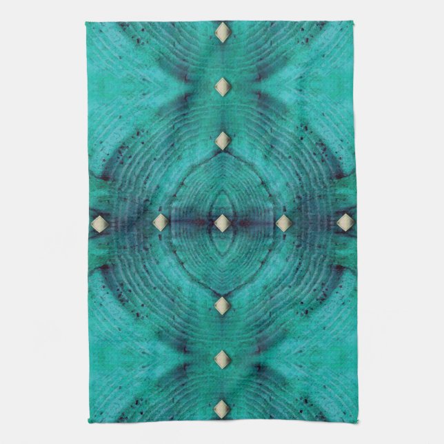 Linge De Cuisine Motif de sol en bleu Aqua (Vertical)