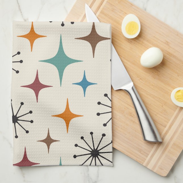 Linge De Cuisine Motif de Starburst Moderne du Milieu du Siècle (Quart Plié)