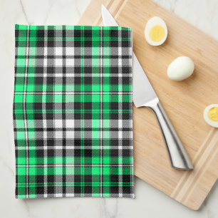 Linge De Cuisine Motif de tartan à carreaux vert noir et blanc