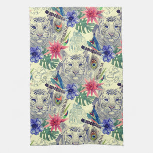 Linge De Cuisine Motif de tigre de style indien Vintage
