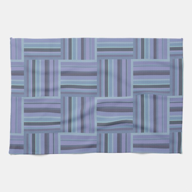 Linge De Cuisine Motif de tissage à rayures bleu-gris (Horizontal)