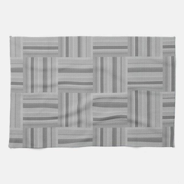 Linge De Cuisine Motif de tissage rayures grises (Horizontal)