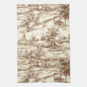 Linge De Cuisine Motif de toile de pumpkin de ferme en sépia