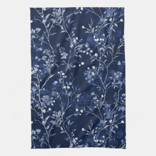 Linge De Cuisine Motif de toile florale vintage bleu (10)