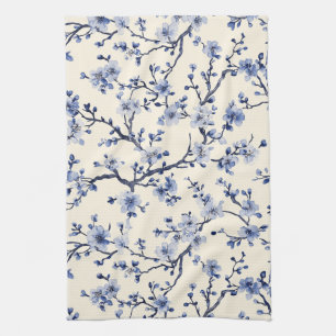 Linge De Cuisine Motif de toile florale vintage bleu (5)