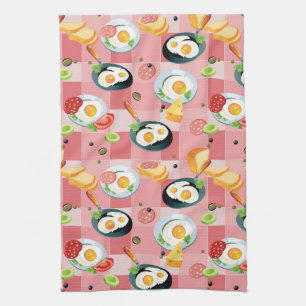 Linge De Cuisine Motif de tomate et d'oeufs au plat