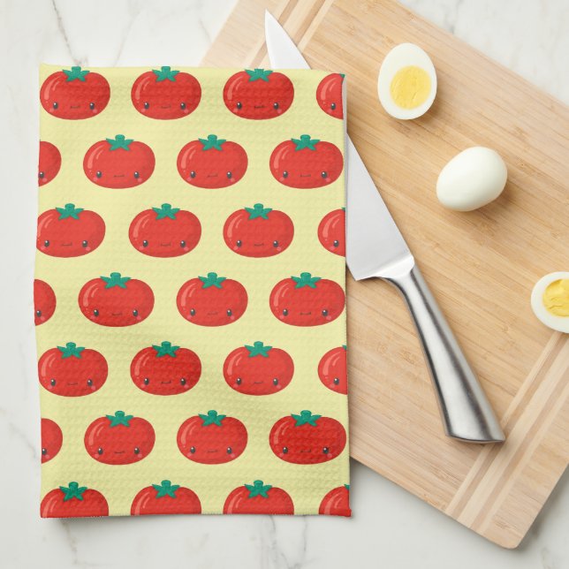 Linge De Cuisine Motif de tomate mignon Kawaii (Quart Plié)