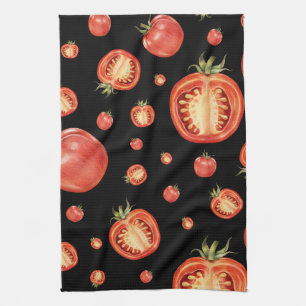 Linge De Cuisine Motif de tomates  Noir et rouge