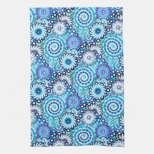 Linge De Cuisine Motif de tourbillon fractal, nuances de bleu
