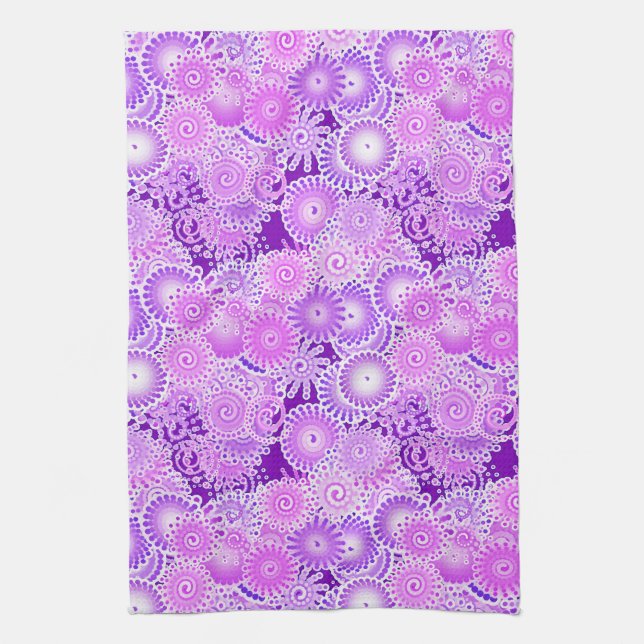 Linge De Cuisine Motif de tourbillon fractal, nuances de pourpre (Vertical)
