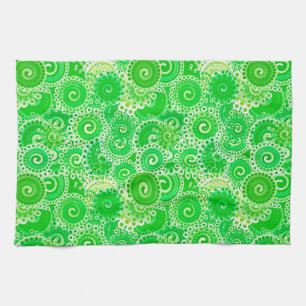 Linge De Cuisine Motif de tourbillon fractal, nuances de vert print