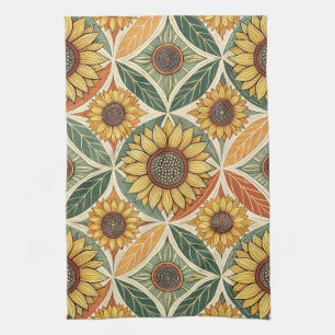 Linge De Cuisine Motif de tournesol et feuille Découpe inspirée d