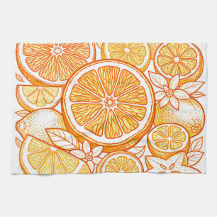 Linge De Cuisine Motif de tranche d'orange agrumes vibrant