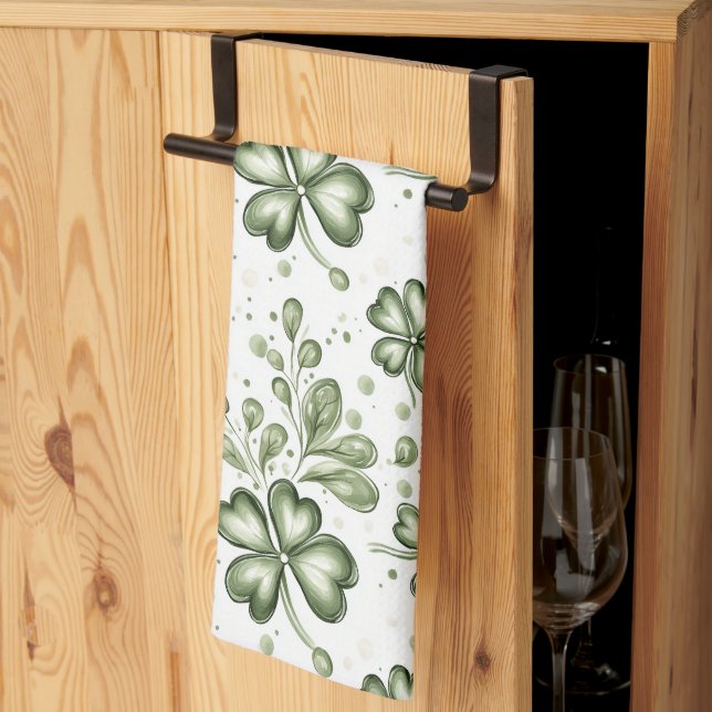 Linge De Cuisine  Motif de trèfle vert • St. Patrick's Day  (Pliage en tiers)