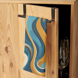 Linge De Cuisine Motif de trippage bleu à billes en acier liquide O