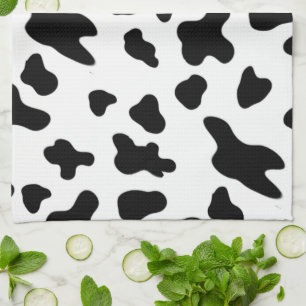 Linge De Cuisine Motif de vache noir et blanc moderne