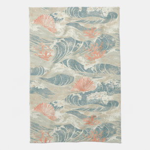 Linge De Cuisine Motif de vague en coquillage en étoile de mer des