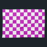 Linge De Cuisine Motif de vérification À damiers blanc violet<br><div class="desc">Chèque violet et blanc À damiers conception Motif Carré géométrique</div>