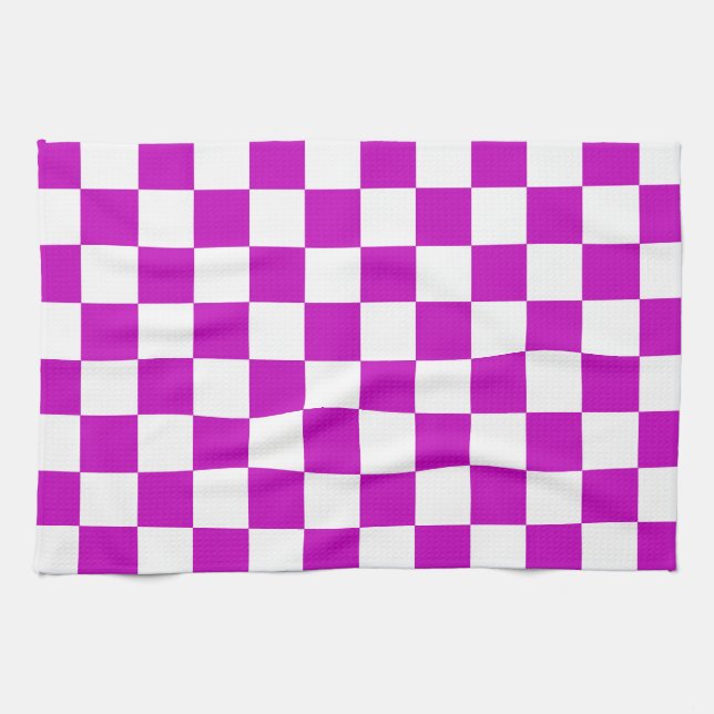 Linge De Cuisine Motif de vérification À damiers blanc violet (Horizontal)