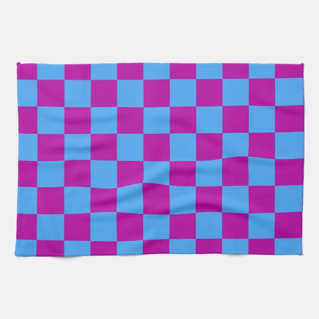 Linge De Cuisine Motif de vérification À damiers bleu violet (Horizontal)