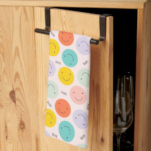 Linge De Cuisine Motif de visage joyeux souriant coloré
