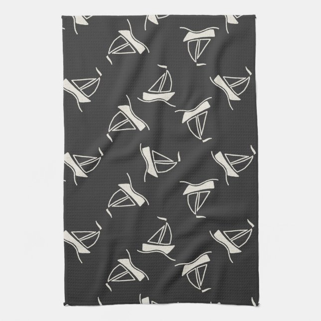 Linge De Cuisine Motif de voilier de griffonnage (Vertical)