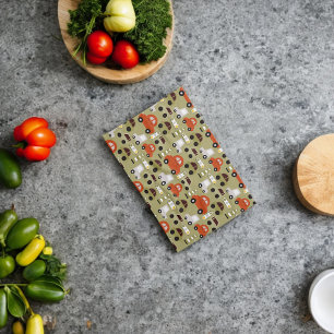 Linge De Cuisine Motif de voitures orange