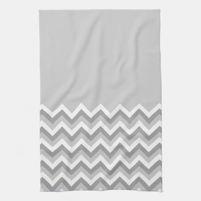Linge De Cuisine Motif de zigzag gris et blanc. Gris simple de (Vertical)