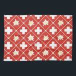 Linge De Cuisine Motif d'edelweiss de la Suisse<br><div class="desc">Drapeau de la Suisse et du motif de fleur alpin d'edelweiss.</div>
