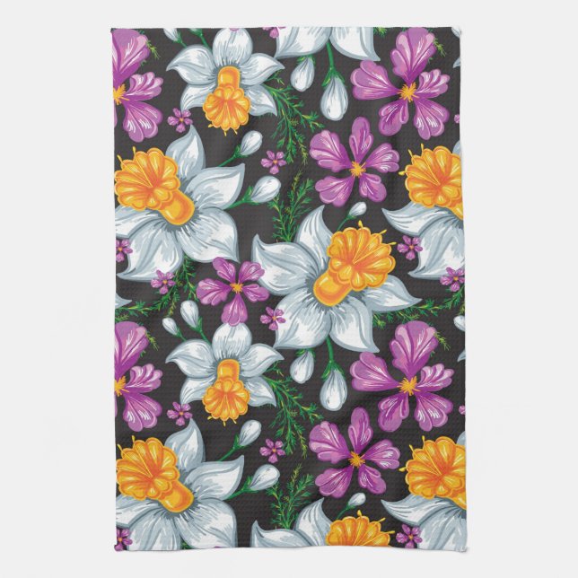 Linge De Cuisine Motif d'élégance avec les fleurs 2 de narcisse (Vertical)