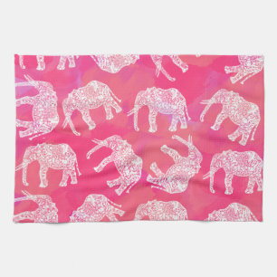 Linge De Cuisine motif d'éléphant tribal coloré rose girly