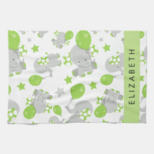Linge De Cuisine Motif D'Eléphants, Eléphants Mignons, Votre Nom