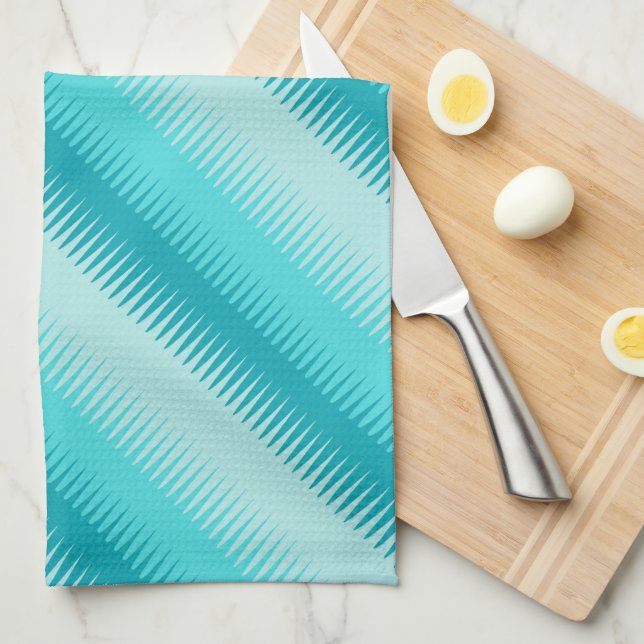 Linge De Cuisine Motif dent de chien bleu sarcelle aqua vert nom pe (Quart Plié)