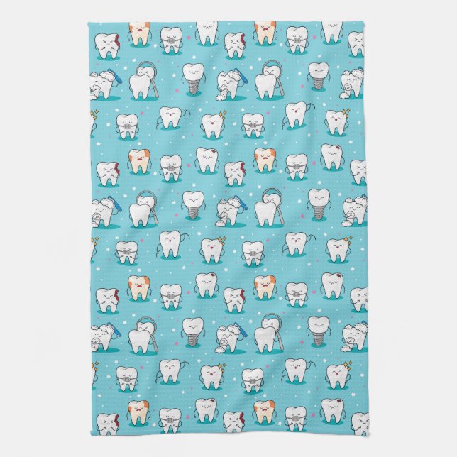 Linge De Cuisine Motif dentaire mignon (Vertical)