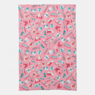 Linge De Cuisine Motif dentaire rose
