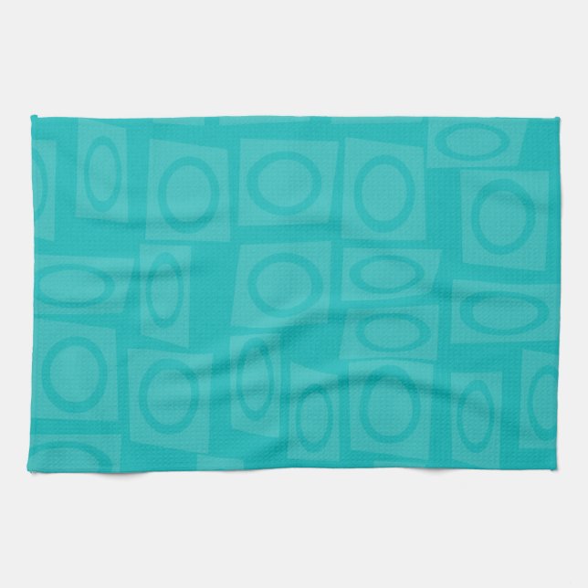 Linge De Cuisine Motif des anneaux turquoise rétro (Horizontal)