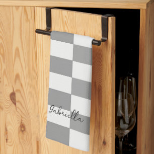 Linge De Cuisine Motif des blocs de contrôle gris de nom personnali