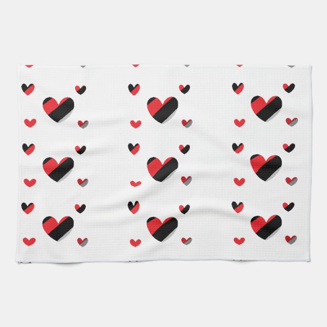 Linge De Cuisine motif des coeurs joyeux (Horizontal)