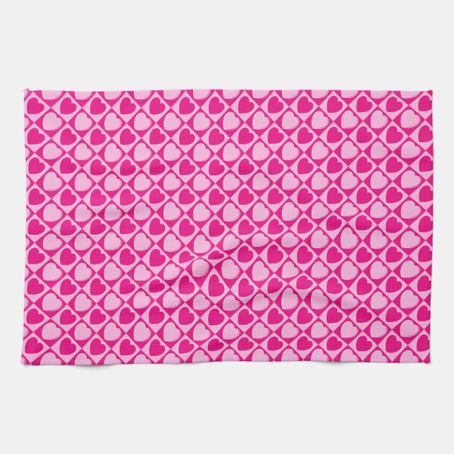 Linge De Cuisine Motif des coeurs roses (Horizontal)