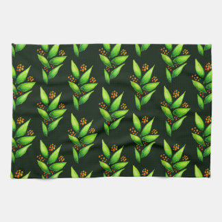 Linge De Cuisine Motif des plantes vertes d'aquarelle avec des