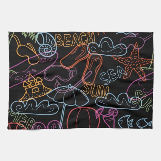Linge De Cuisine Motif d'été (Horizontal)