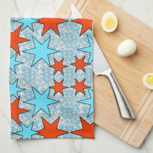 Linge De Cuisine Motif d'étoile bleue et rouge
