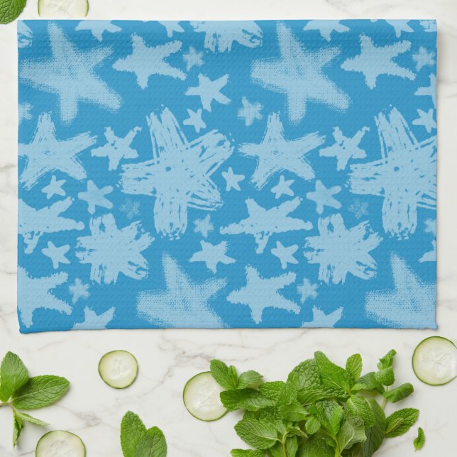 Linge De Cuisine Motif d'étoiles de brosse (Plié)