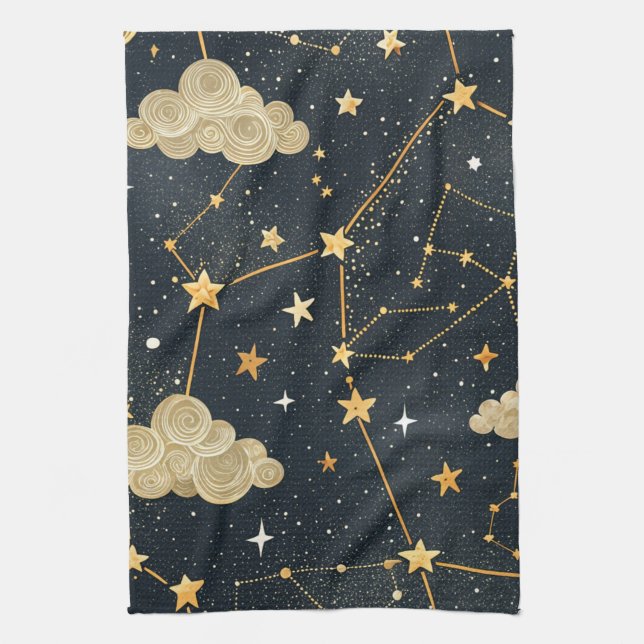 Linge De Cuisine Motif d'étoiles de constellation céleste (2) (Vertical)