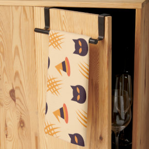 Linge De Cuisine Motif d'Halloween avec chats et Motif beige