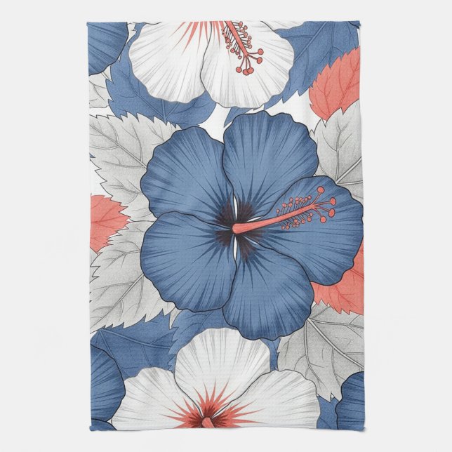 Linge De Cuisine Motif d'Hibiscus Tropical de Côte (1) (Vertical)